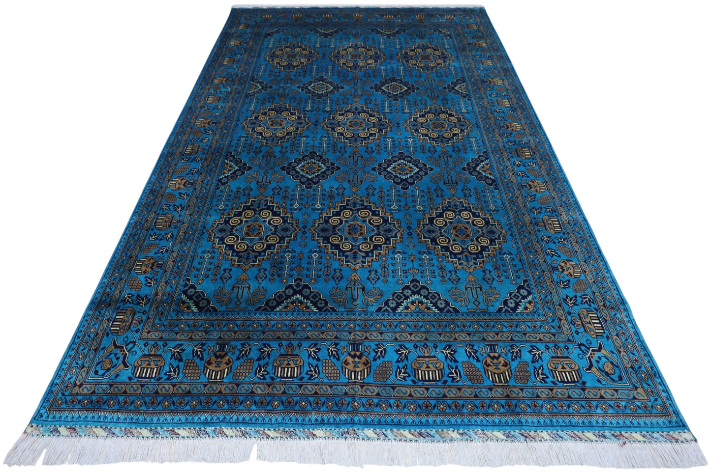 Hand-Knotted Afghani Zerkhaki Wool Rug – 6’6″  x  10’0″