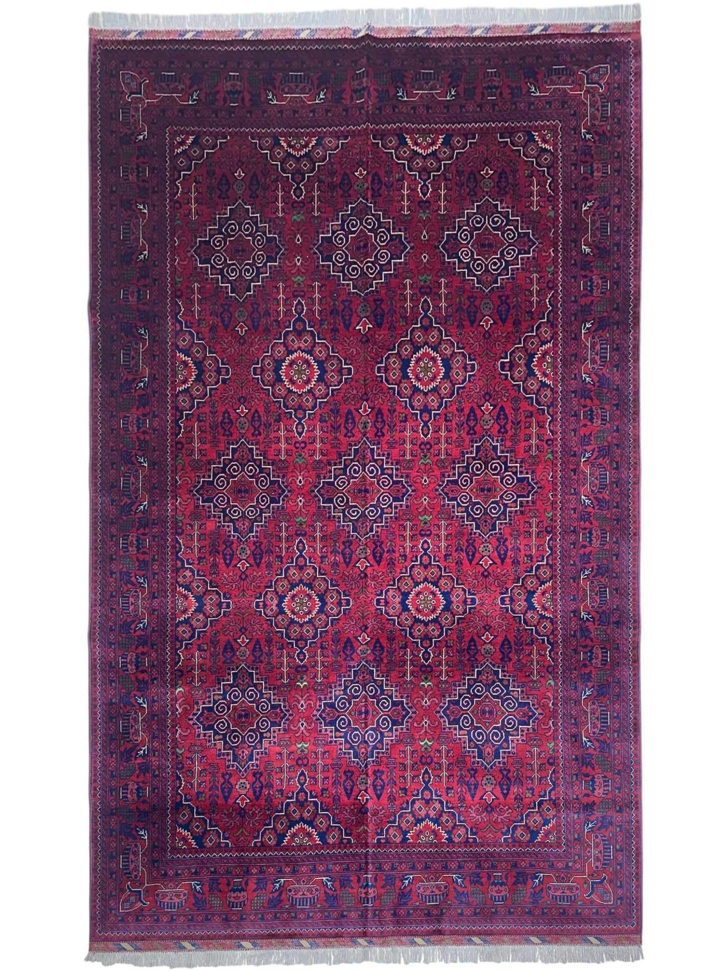 Hand-Knotted Afghani Zerkhaki Wool Rug – 6’7″  x  9’8″
