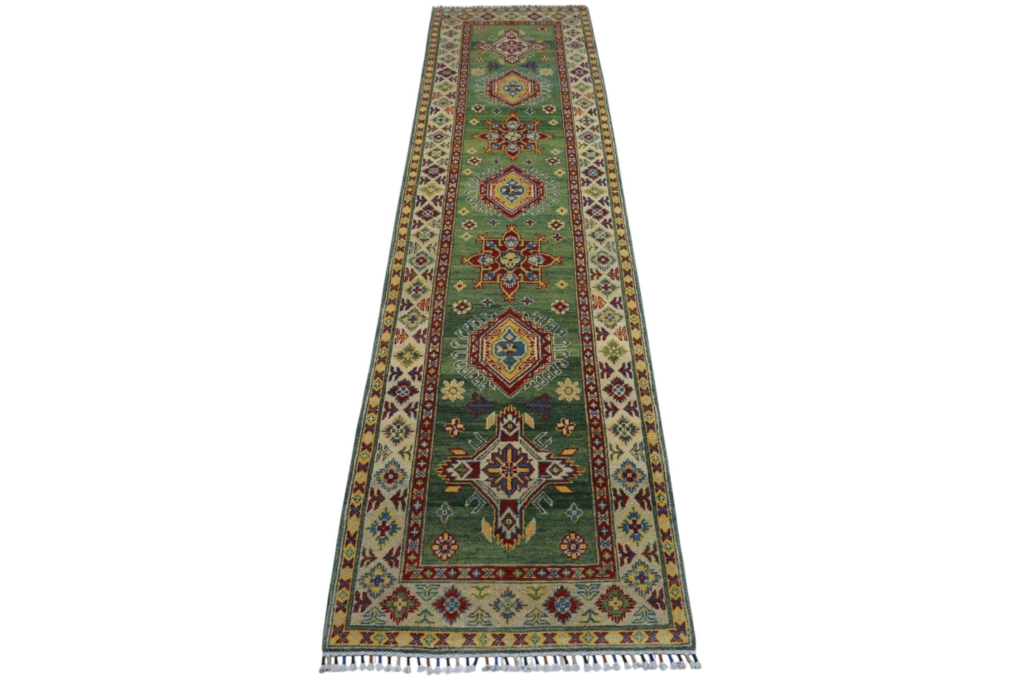 Hand-Knotted Afghani Kazak Wool Rug – 2’7″  x  9’8″