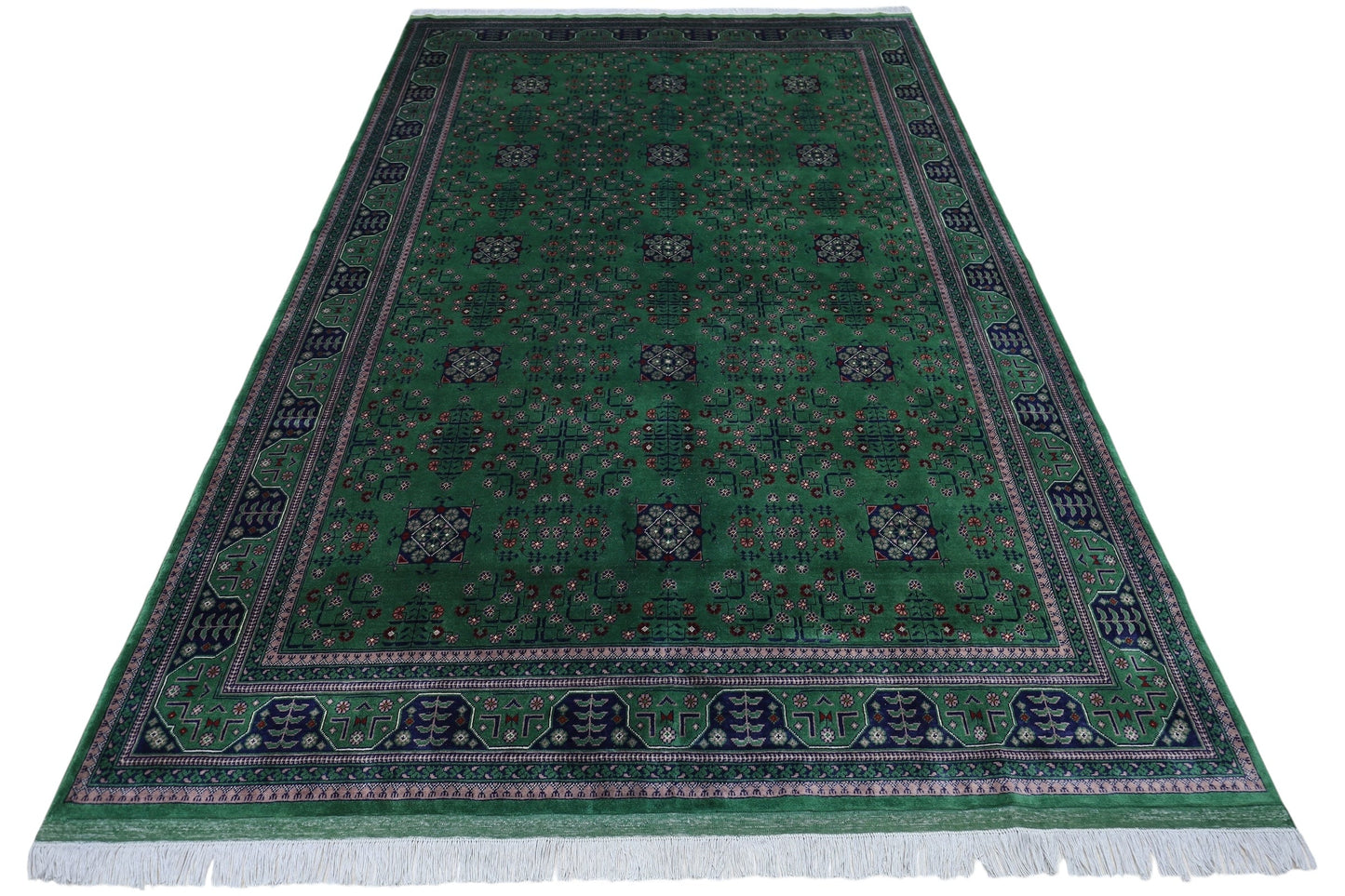 Hand-Knotted Afghani Bukharayi Wool Rug – 6’7″  x  9’9″