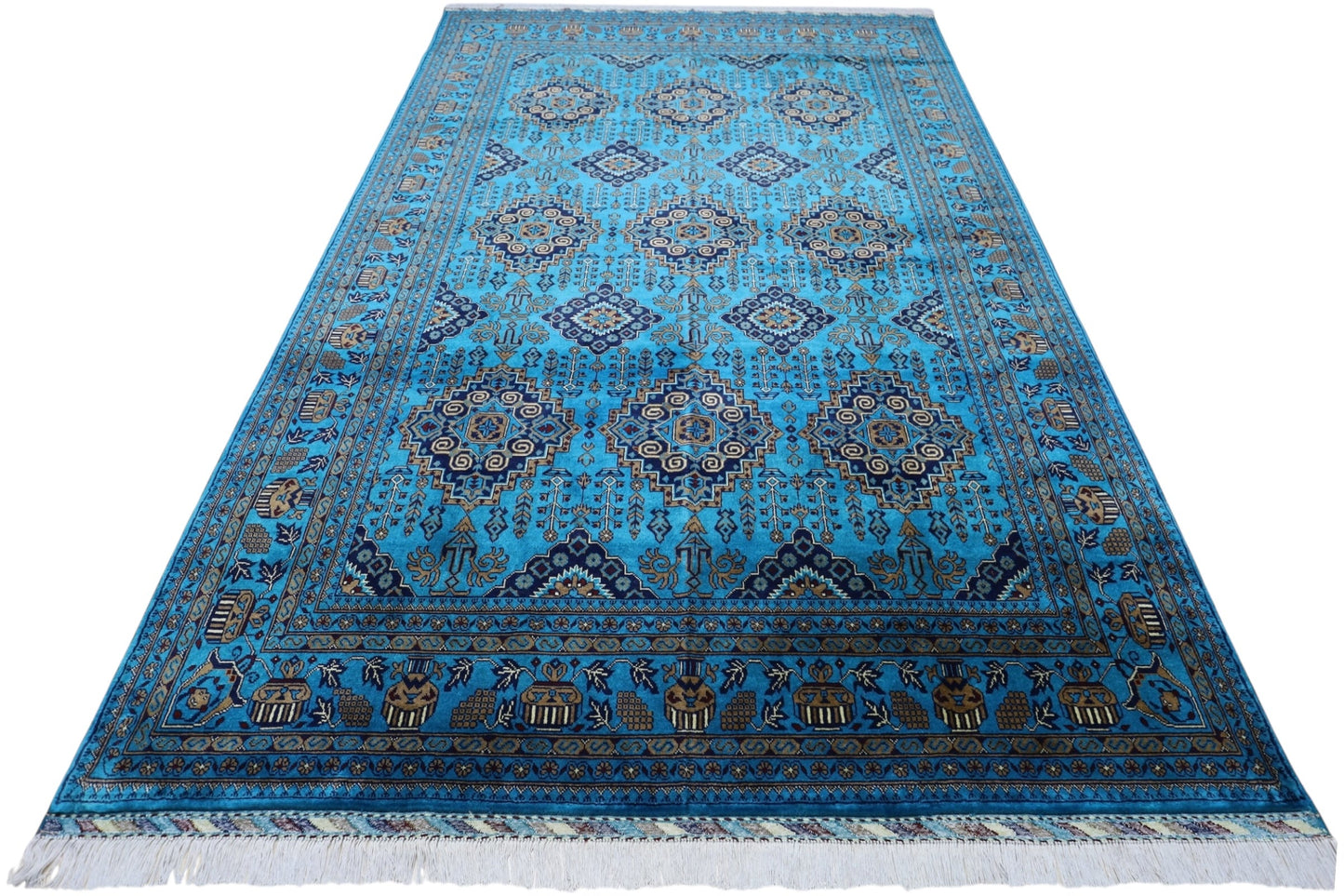 Hand-Knotted Afghani Zerkhaki Wool Rug – 6’6″  x  10’0″