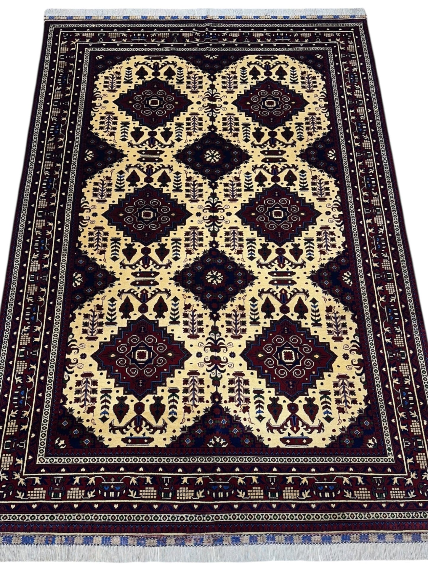 Hand-Knotted Afghani Zerkhaki Wool Rug – 6’6″  x  9’8″