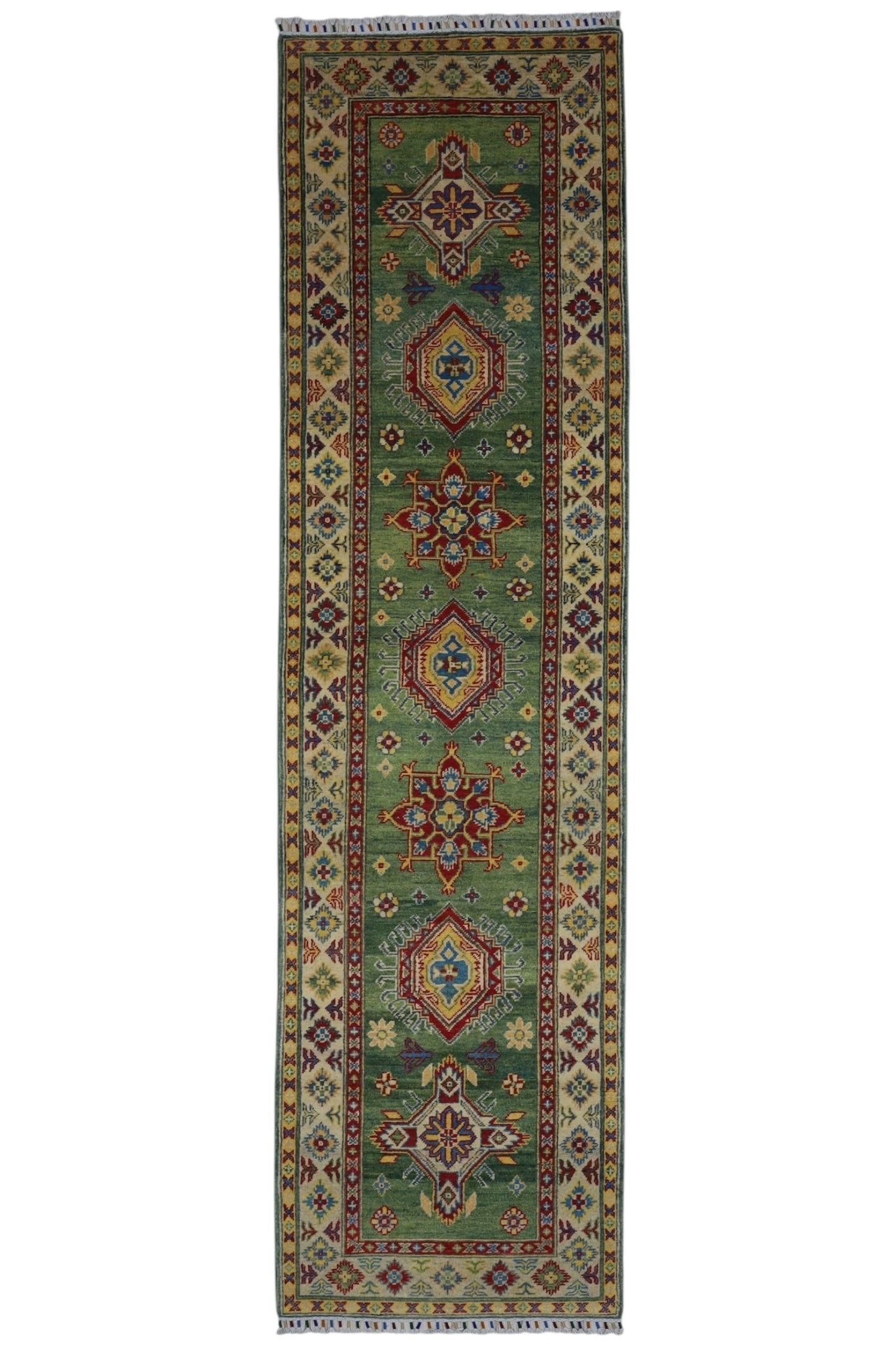 Hand-Knotted Afghani Kazak Wool Rug – 2’7″  x  9’8″