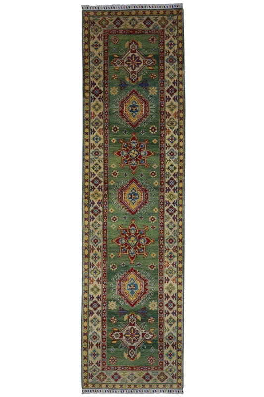 Hand-Knotted Afghani Kazak Wool Rug – 2’7″  x  9’8″