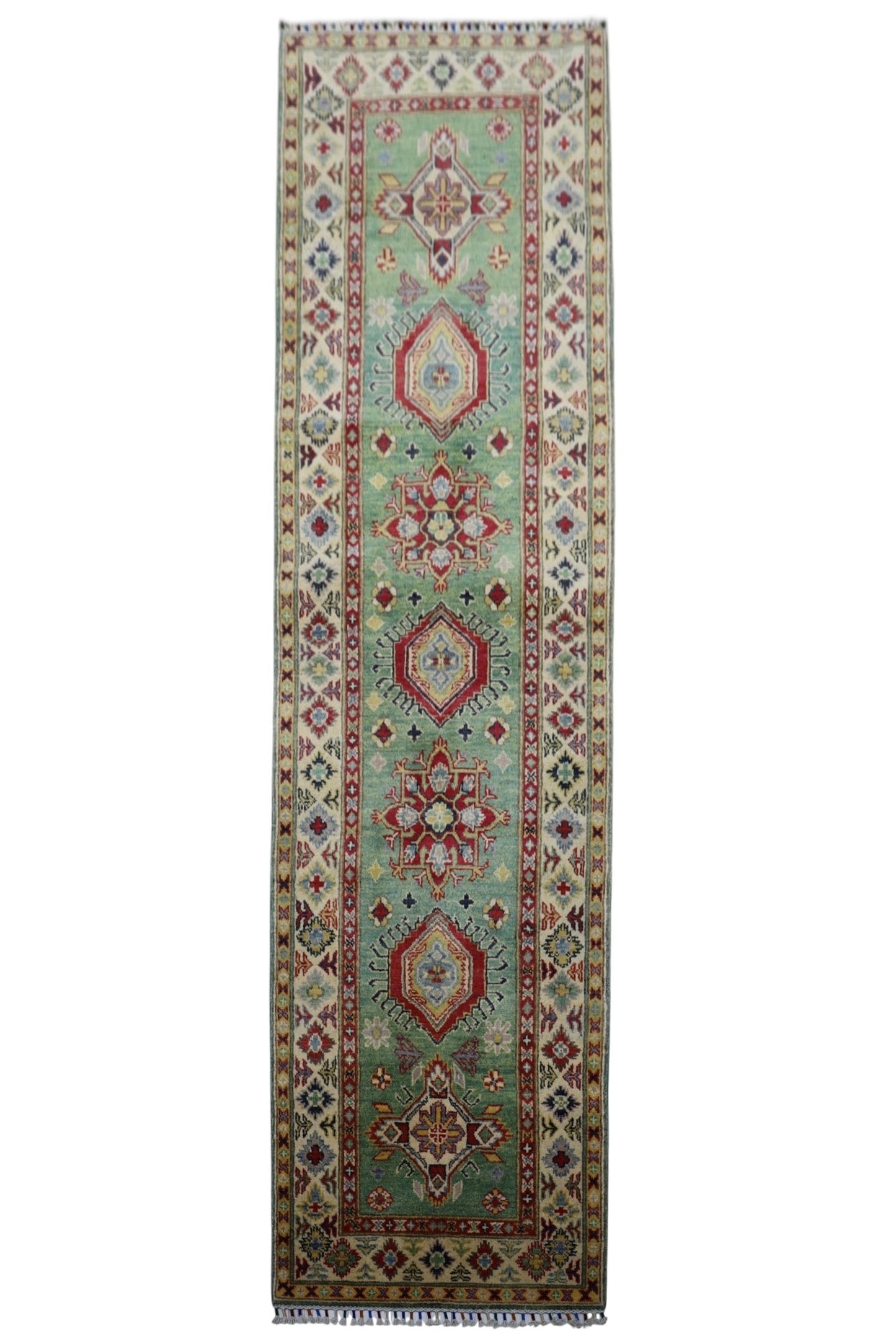 Hand-Knotted Afghani Kazak Wool Rug – 2’9″  x  9’2″