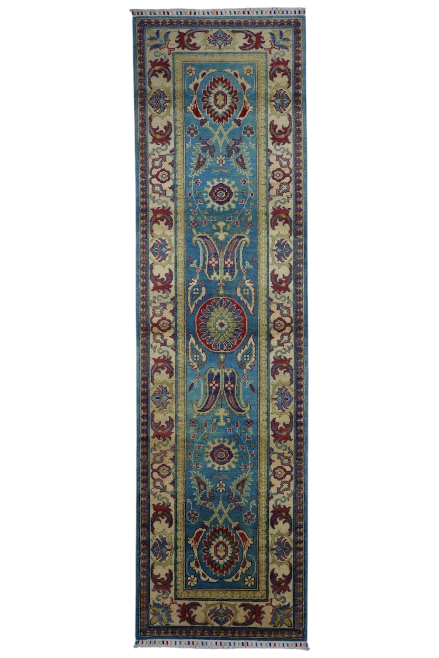 Hand-Knotted Afghani Kazak Wool Rug – 2’8″  x  9’9″
