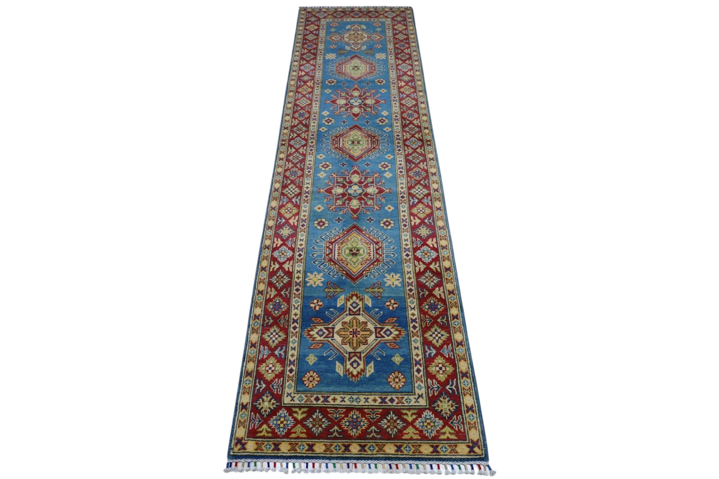 Hand-Knotted Afghani Kazak Wool Rug – 2’9″  x  9’9″