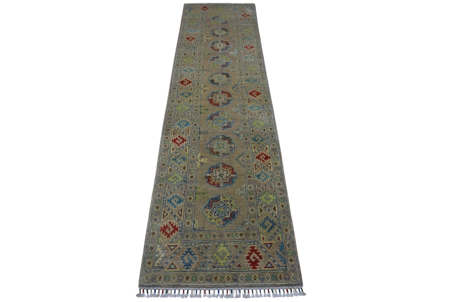 Hand-Knotted Afghani Kazak Wool Rug – 2’7″  x  10’0″