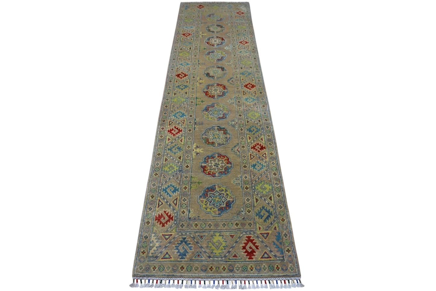 Hand-Knotted Afghani Kazak Wool Rug – 2’7″  x  10’0″