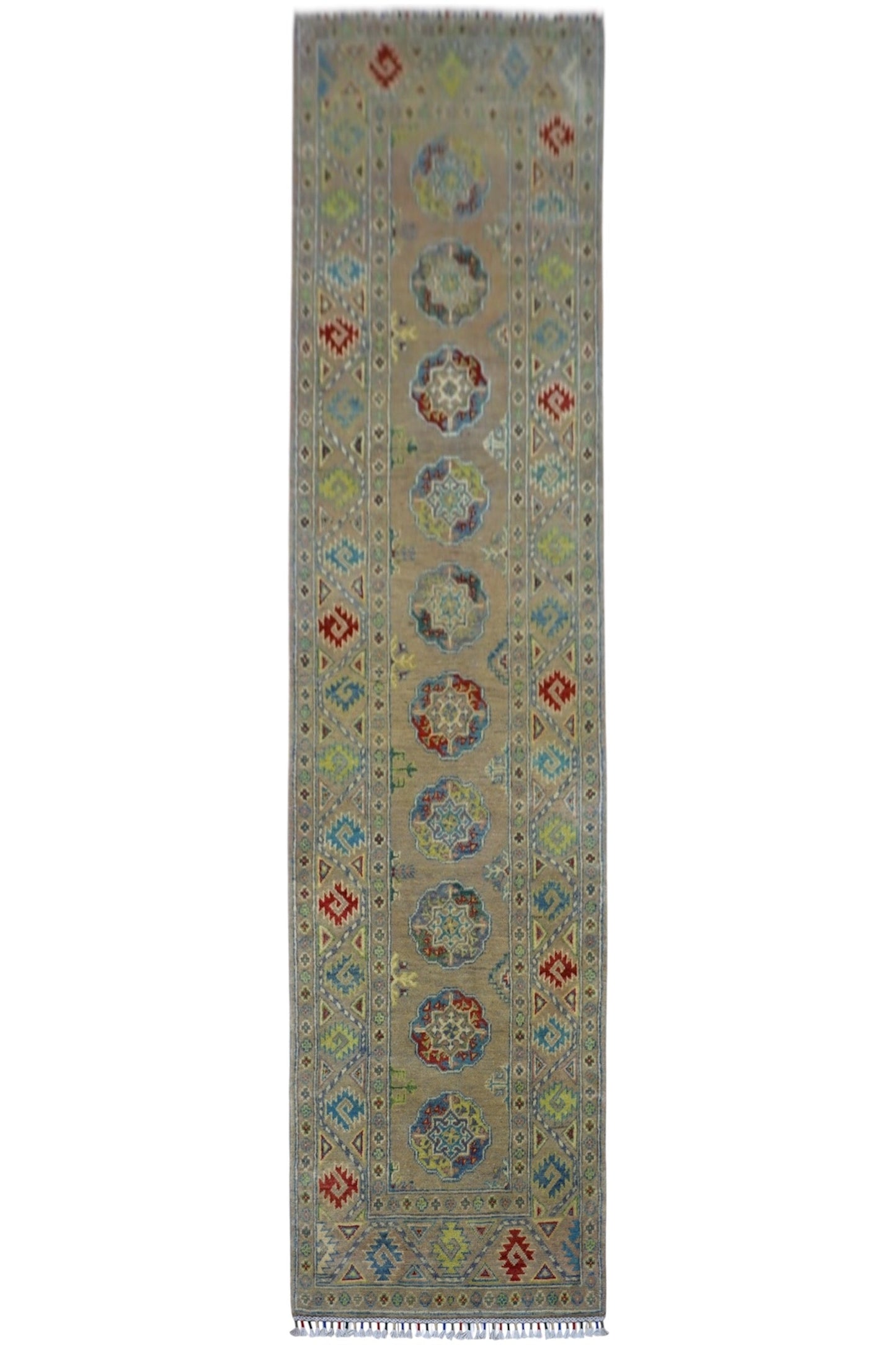Hand-Knotted Afghani Kazak Wool Rug – 2’7″  x  10’0″