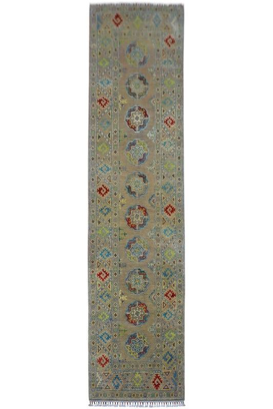 Hand-Knotted Afghani Kazak Wool Rug – 2’7″  x  10’0″