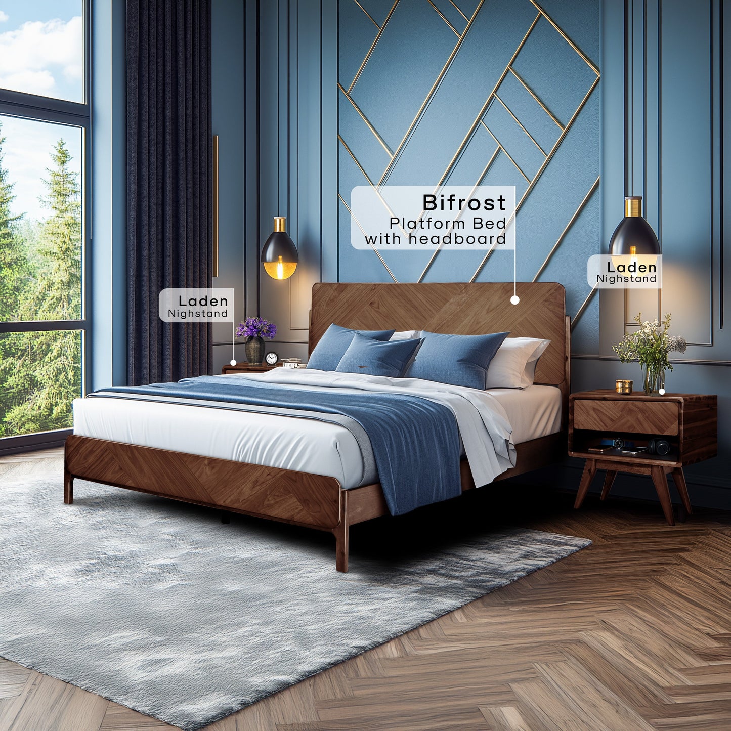 Rorns Laden Nightstand with Drawer - Stylish and Functional Bedroom Storage