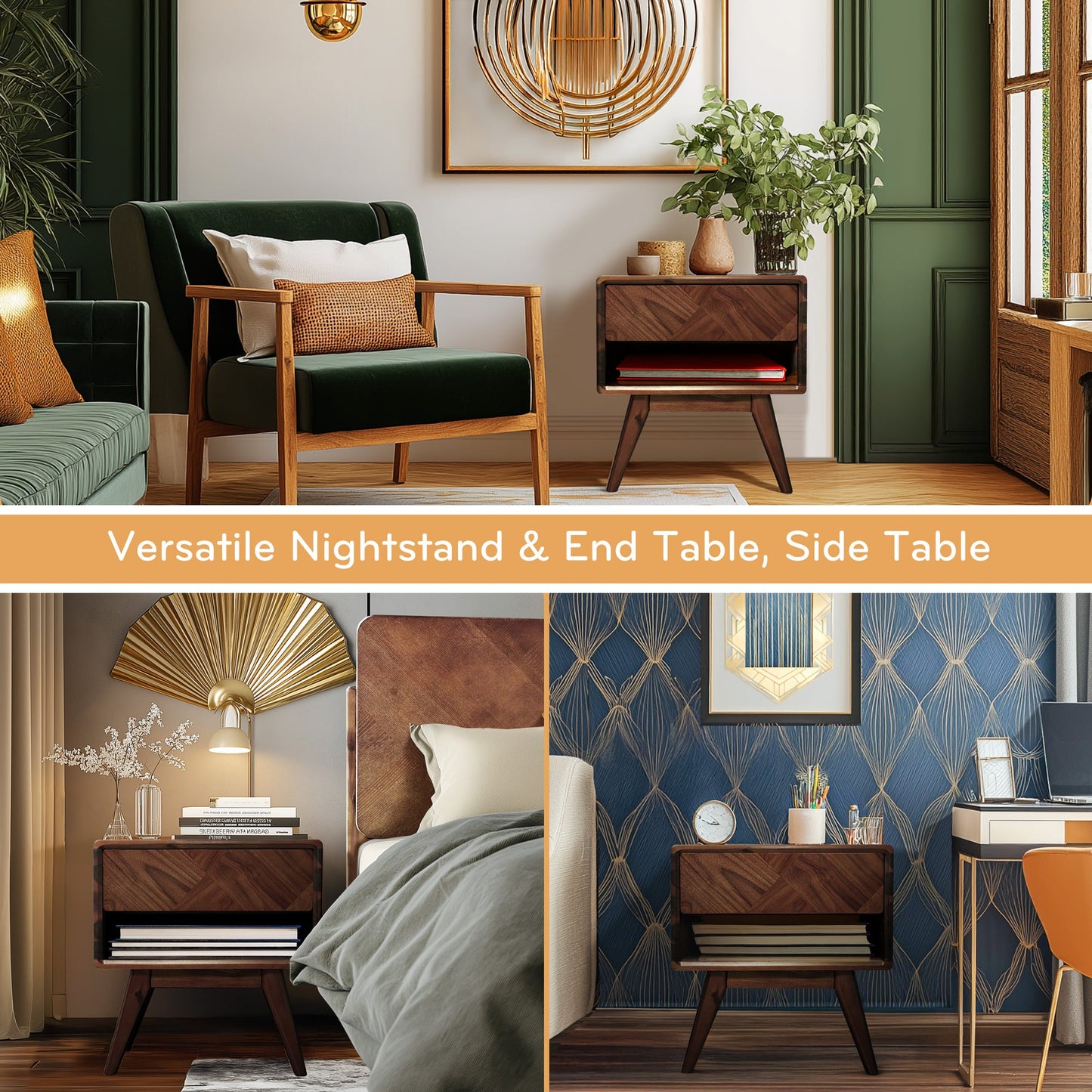 Rorns Laden Nightstand with Drawer - Stylish and Functional Bedroom Storage