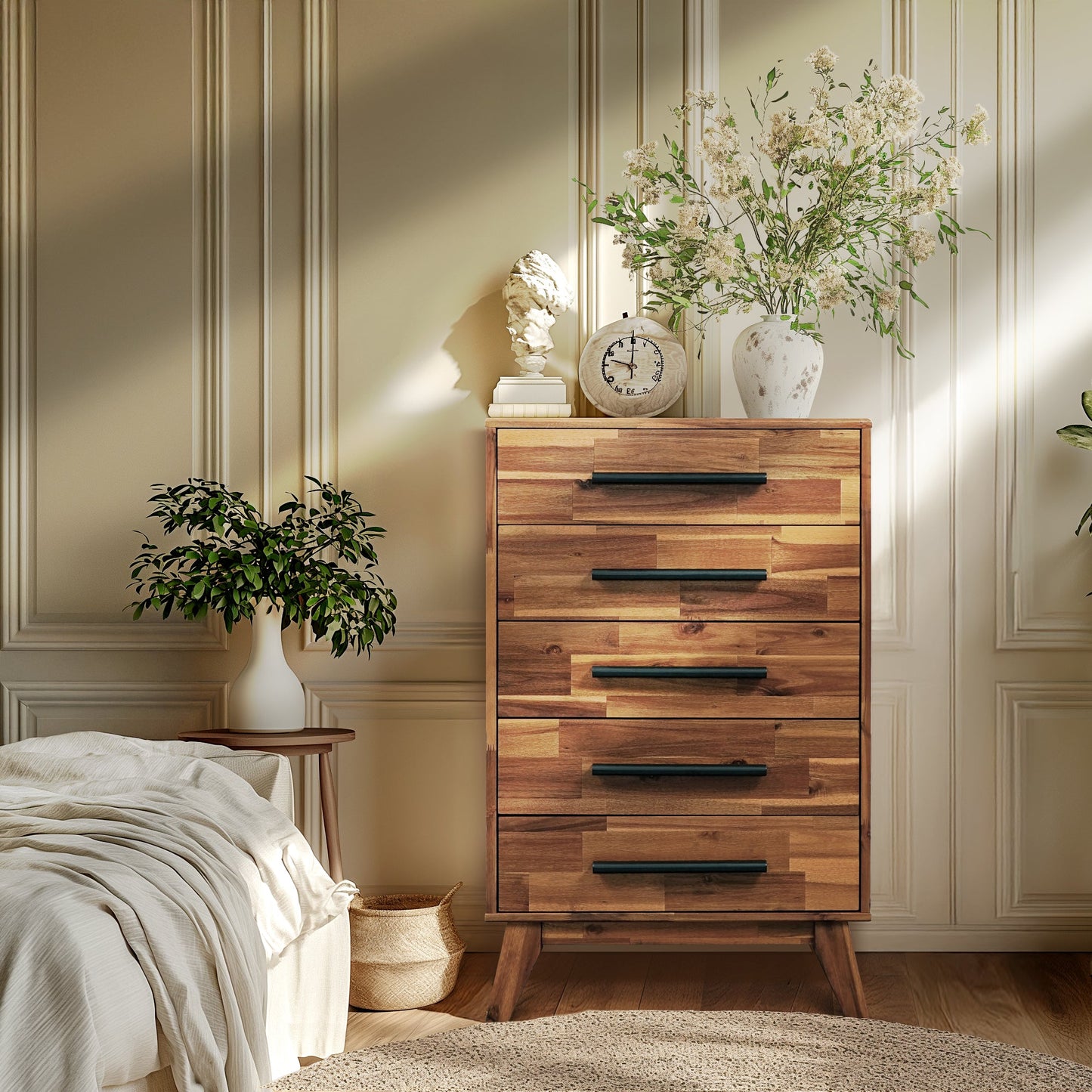 Acacia Linea Solid Wood Dresser for Timeless Elegance