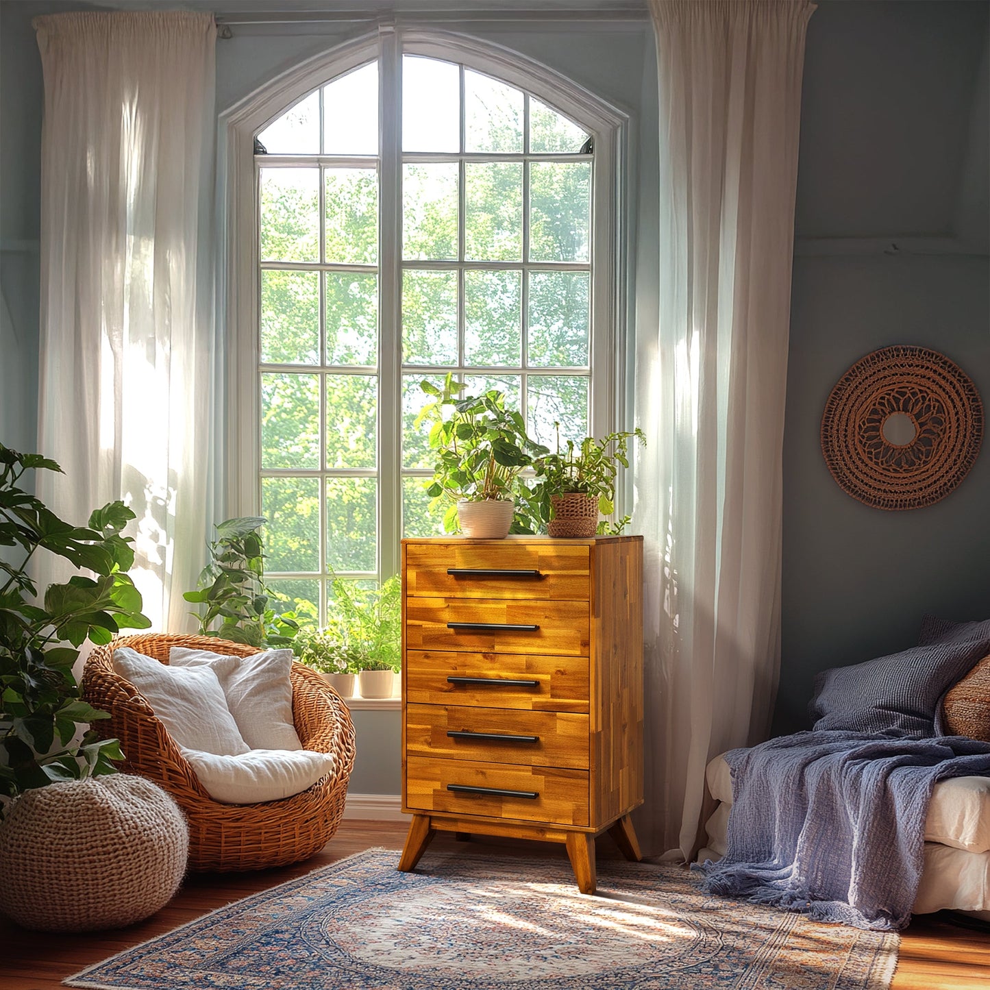 Acacia Linea Solid Wood Dresser for Timeless Elegance