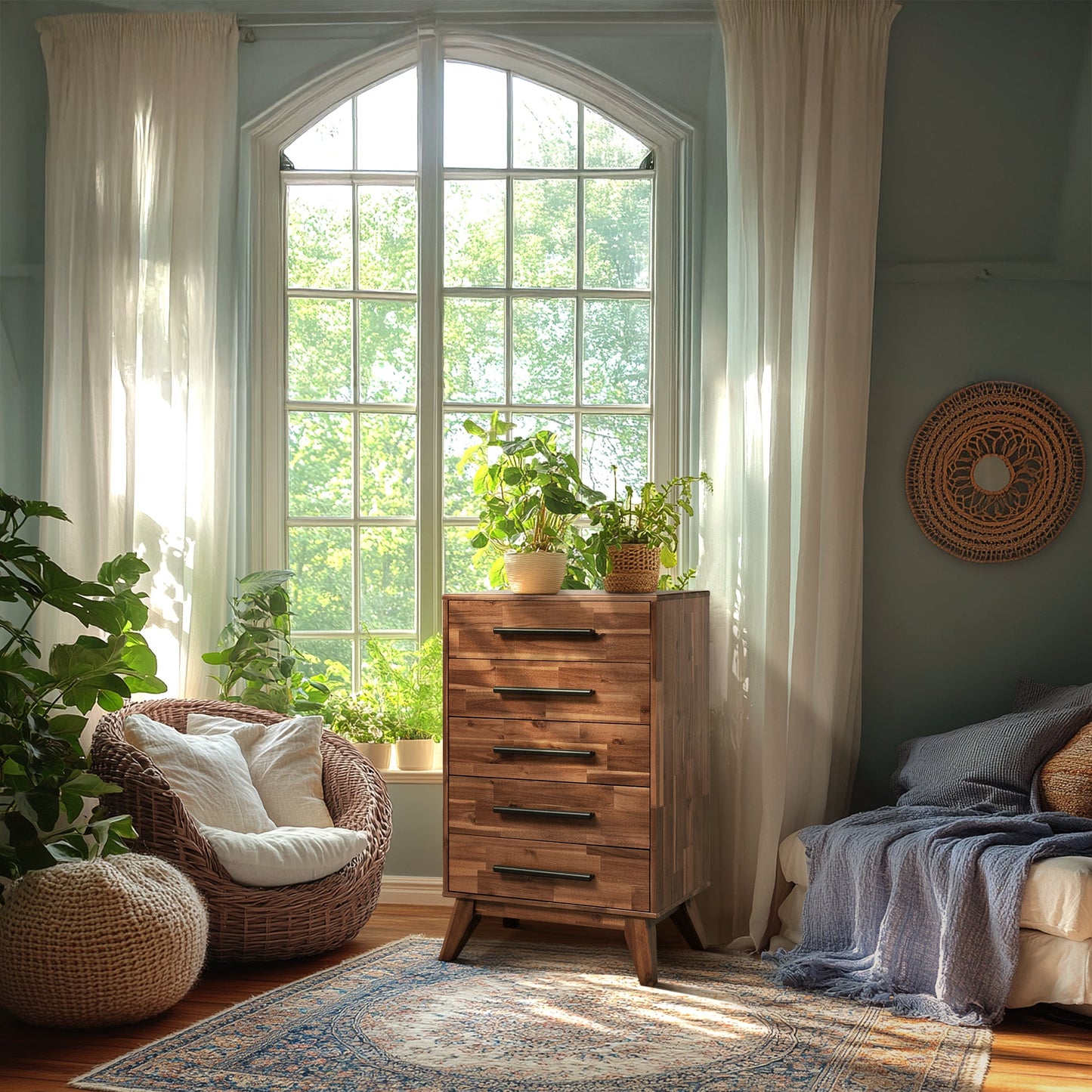 Acacia Linea Solid Wood Dresser for Timeless Elegance