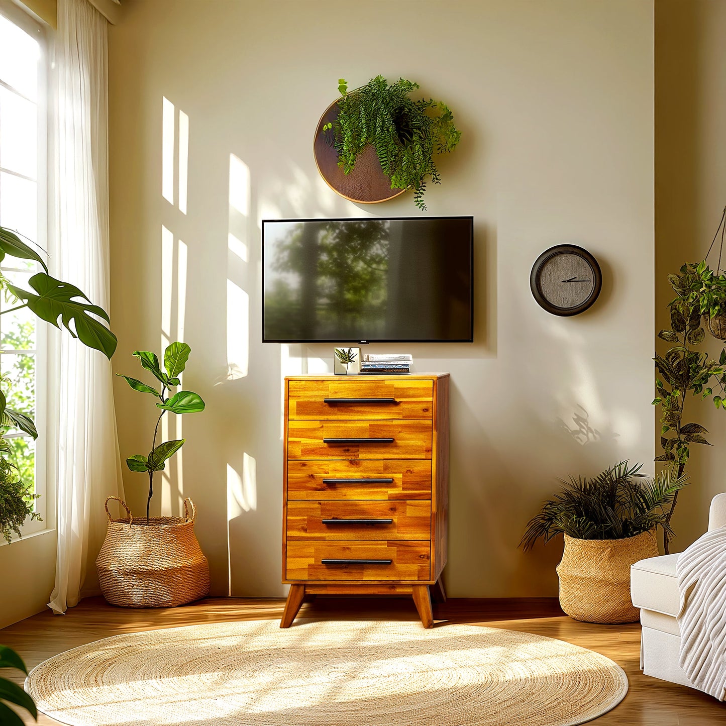 Acacia Linea Solid Wood Dresser for Timeless Elegance