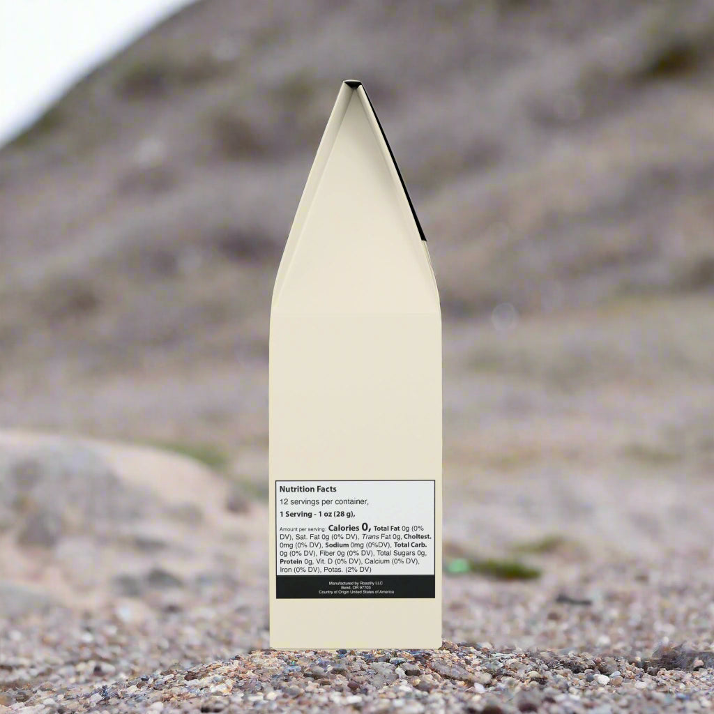 Product packaging with nutrition facts label on a white background