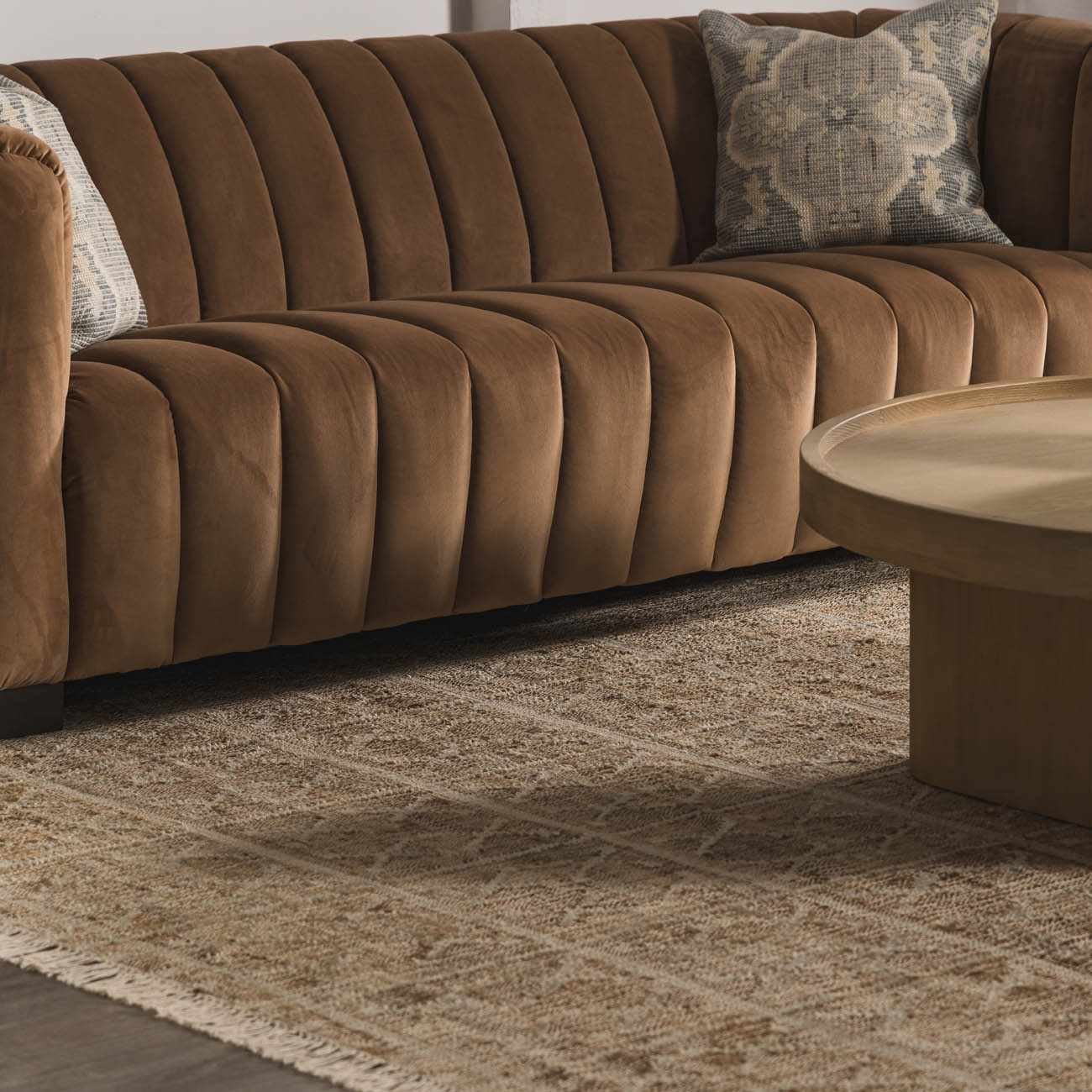 Rice Handcrafted Fringed Jute Carpet