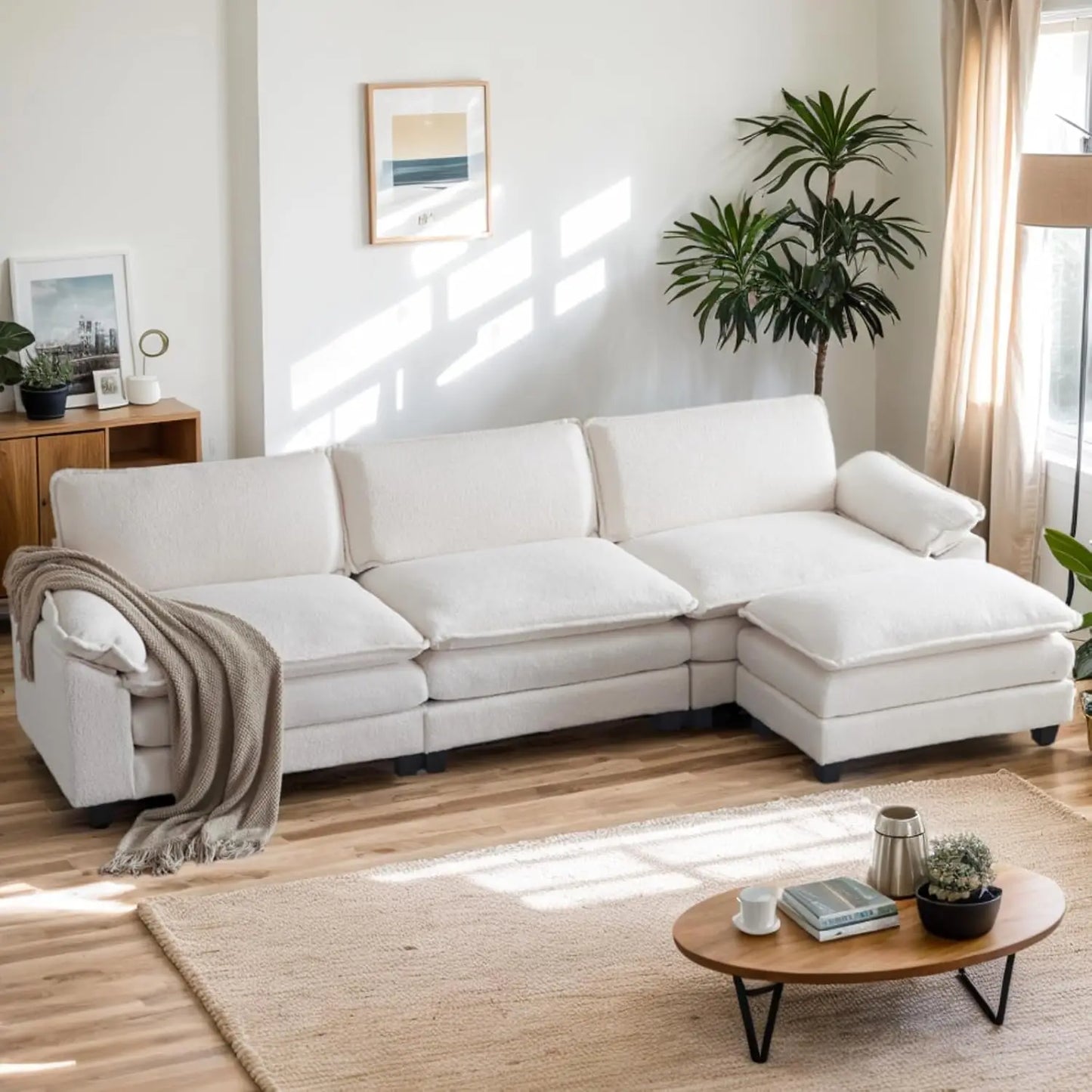 Modern Moroccan L-Shaped Sectional Sofa with Ottoman - The Ultimate in Comfort & Style for Your Living Room