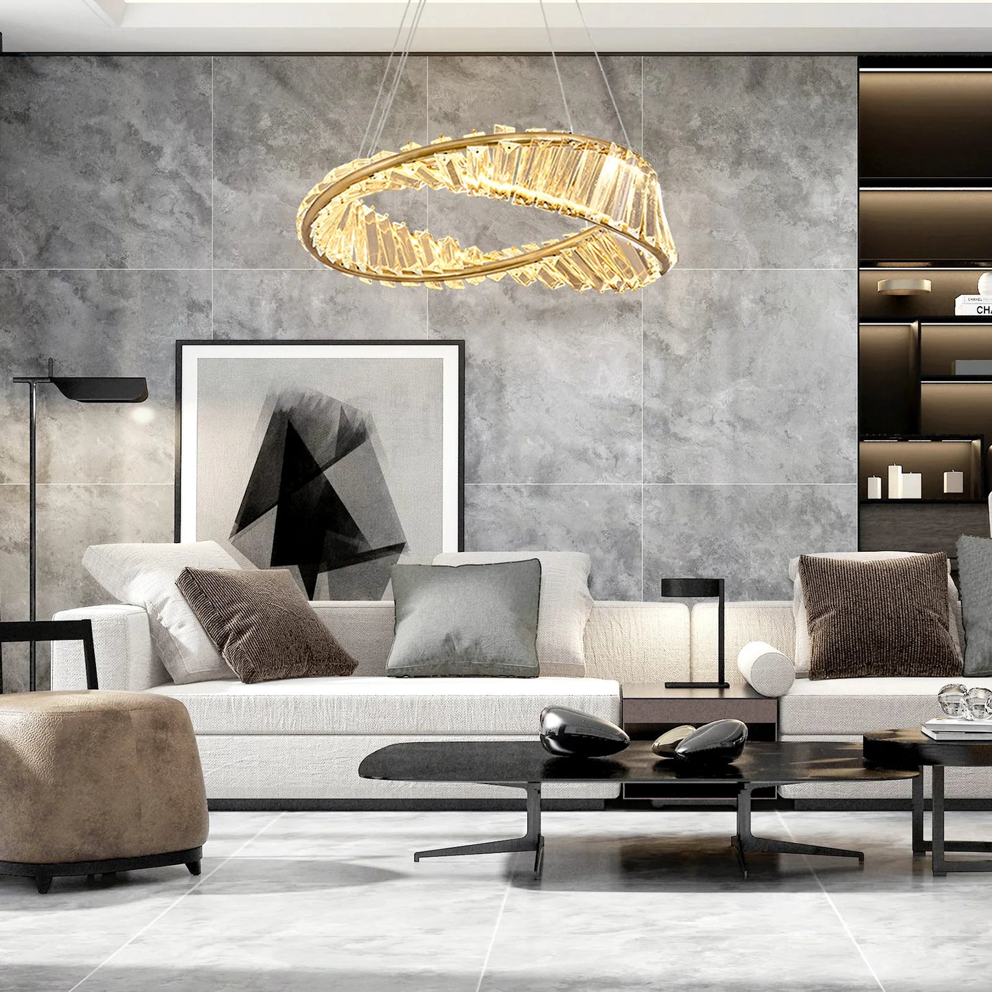 Modern Pendant Light Crystal Led Ceiling Lamp Gold Chandelier Möbius Strip Lustre Luxury Living Dining Room Home Decor Fixture