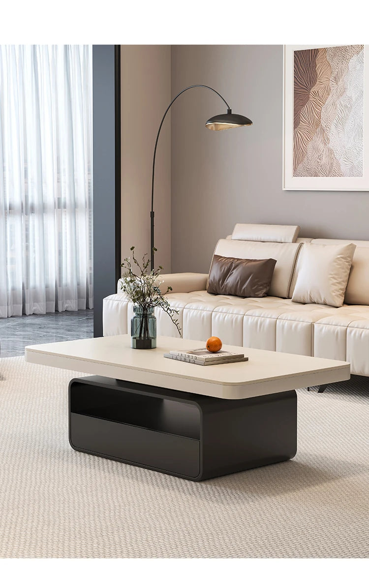 WhisperStone Luxe Living Room Coffee Table – Modern Minimalist Rock Slab Masterpiece with Storage, Style & Soul