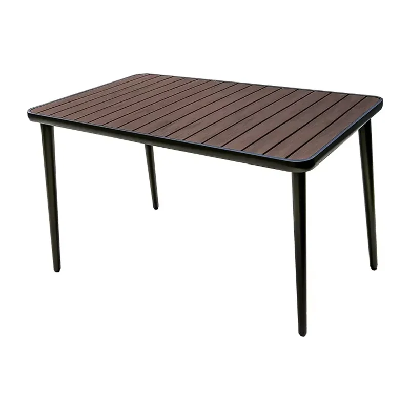 Harborline 120cm Outdoor Dining Table | Modern Wood-Plastic & Iron Frame Terrace Table for Garden, Balcony & Patio