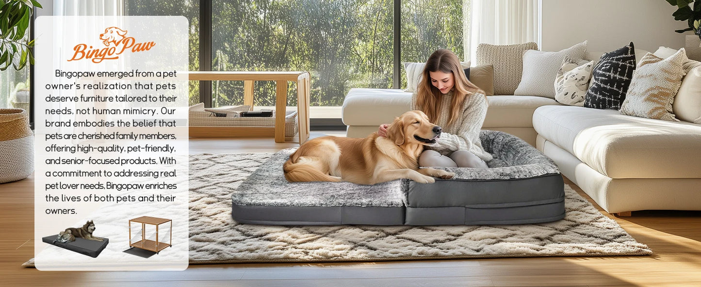 Foldable Human Dog Bed – 2-in-1 Calming Plush Sofa Lounge for Adults & Pets (Washable, Waterproof, Weighted Comfort)