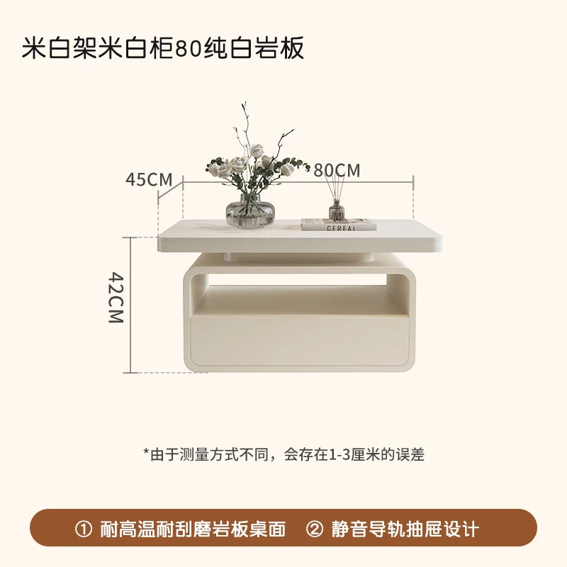 WhisperStone Luxe Living Room Coffee Table – Modern Minimalist Rock Slab Masterpiece with Storage, Style & Soul