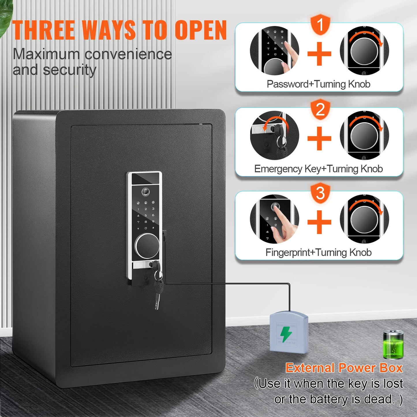 Vevor Échelon Luxe Security Safe — 2.2/1.8 Cu Ft Fingerprint & Digital Safe with Fire-Proof Protection