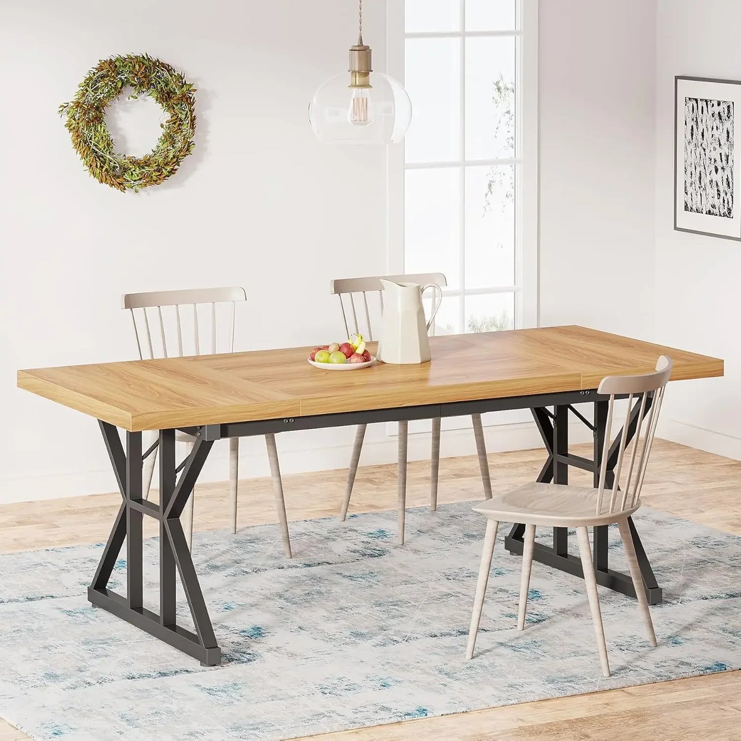 The "Belmont Manor" 70.8” Grand Farmhouse Dining Table – A Statement of Elegance & Strength