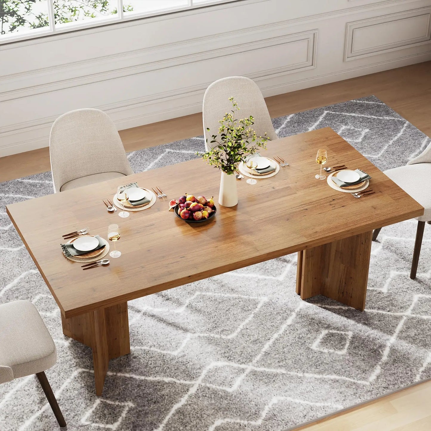 Tribesigns Dining Table – 63" Walnut-Finish Gathering Table for Elegant, Effortless Living