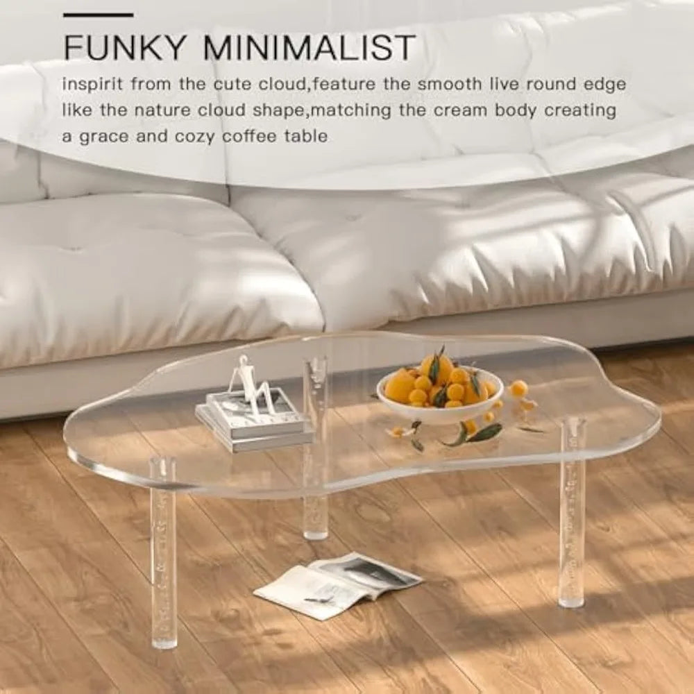 Celeste Acrylic Cloud Coffee Table – Modern Transparent Waterfall Design with Sculptural Bubble Legs