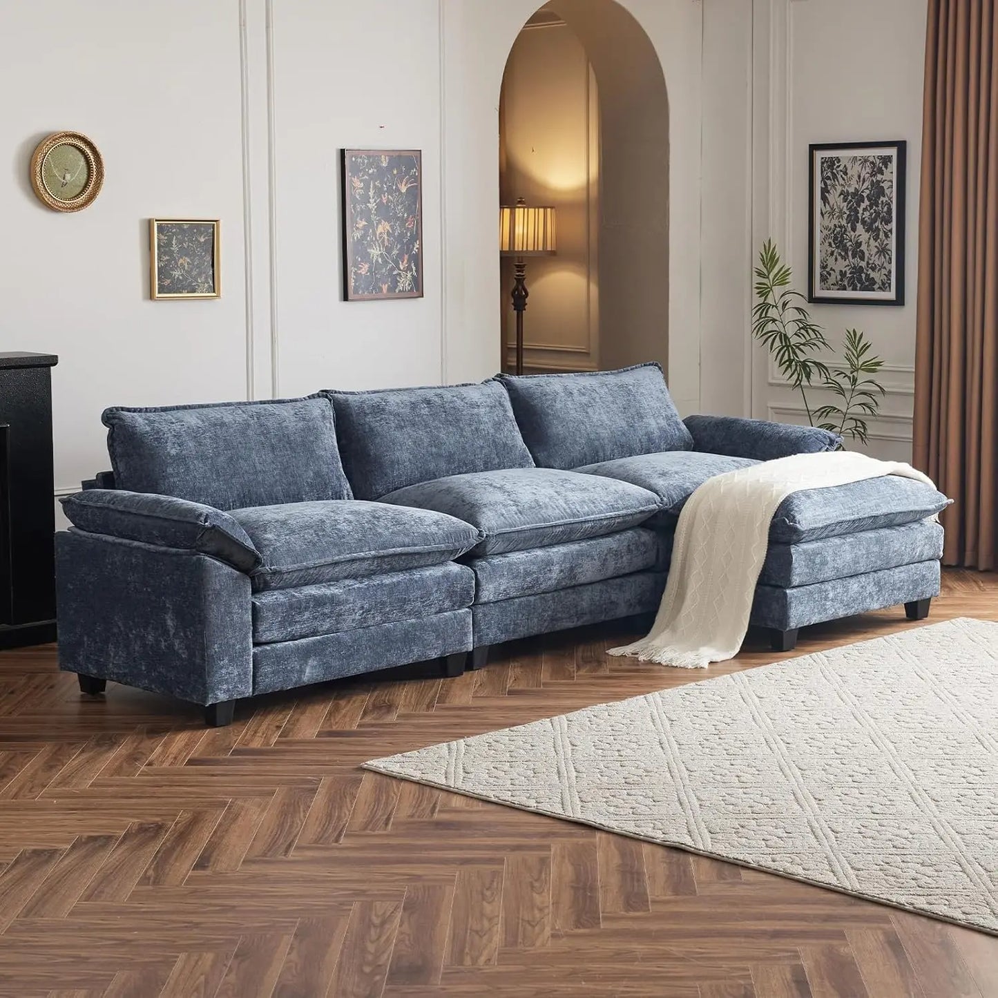 Modern Moroccan L-Shaped Sectional Sofa with Ottoman - The Ultimate in Comfort & Style for Your Living Room