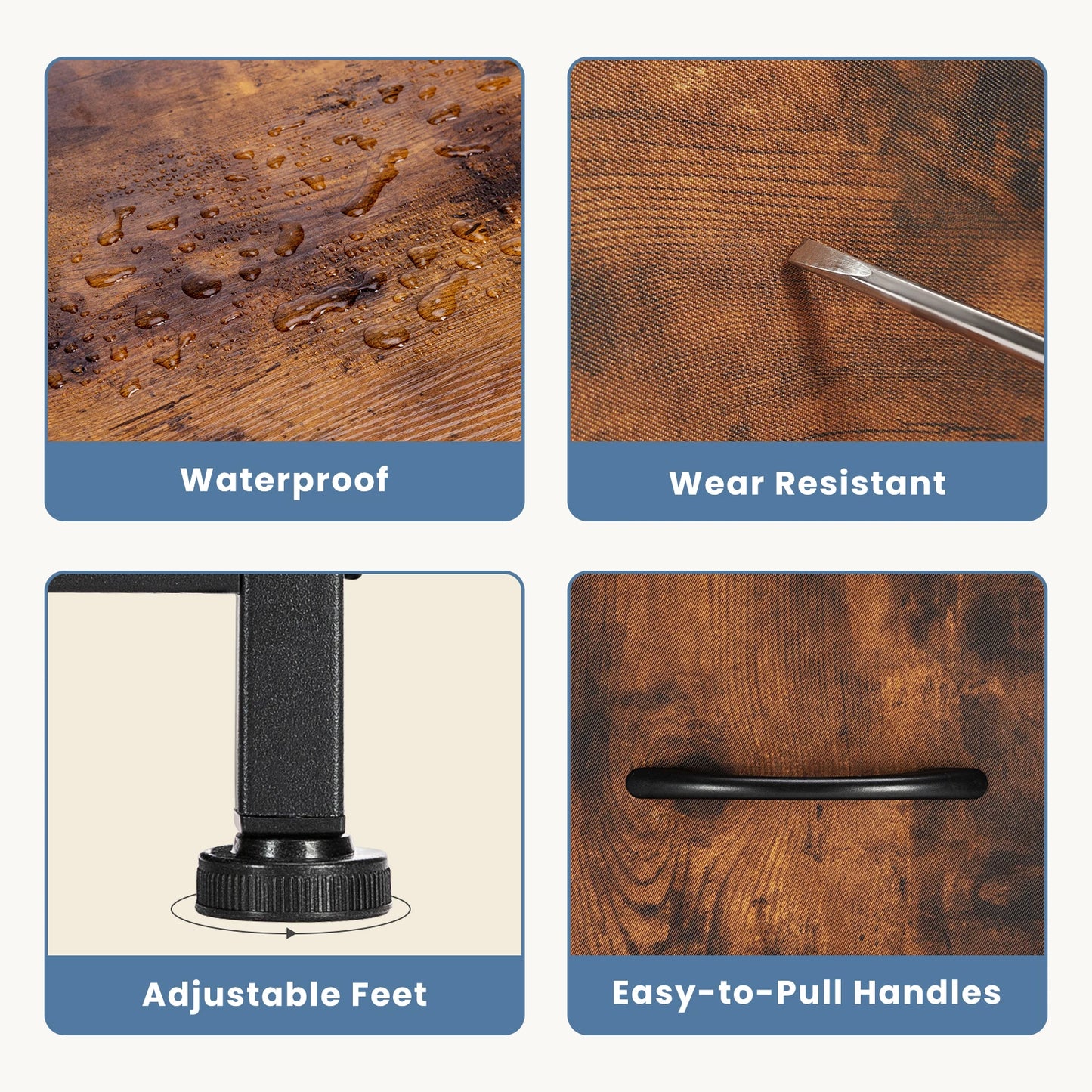 JHK Fireplace TV Stand With 5 Fabric Drawers