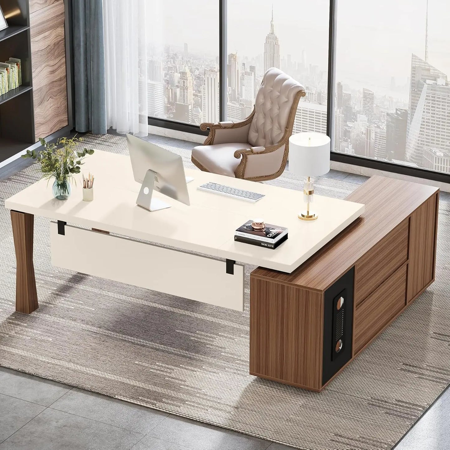 The Regency 71” L-Shaped Executive Desk – Sophisticated Functionality with Storage & Elegance