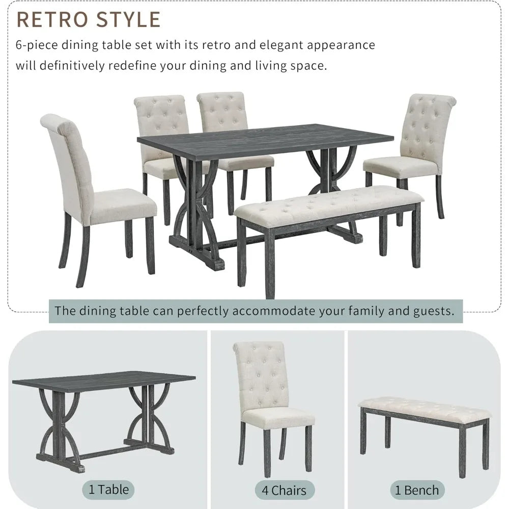 Belmont Manor 6-Piece Dining Set – Timeless Elegance, Modern Comfort