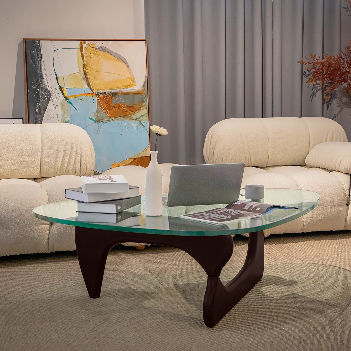 The House Of Bonney Sculptural Glass & Ashwood Coffee Table – A Statement of Modern Refinement