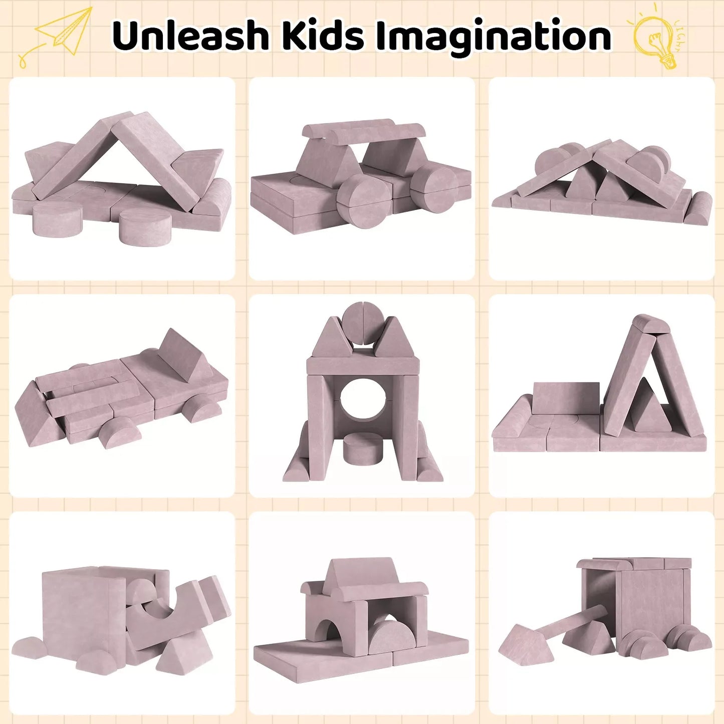 The House Of Bonney Modular Kids Play Couch – 14-Piece Convertible Sectional Sofa & Fortplay Set for Toddlers and Families