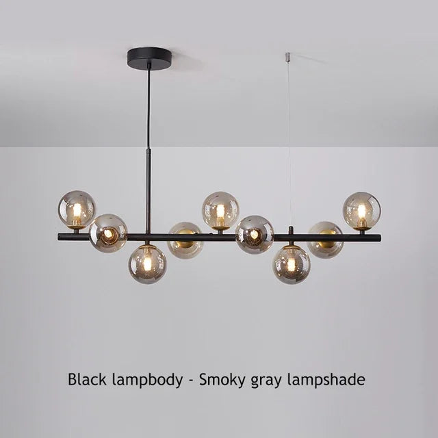 Modern Glass Ball Ceiling Chandelier | Elegant Golden Black Pendant Light For Dining Room, Kitchen Island & Living Spaces