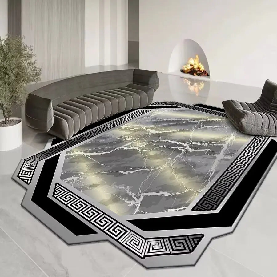 GoldenAura Luxe Carpet – European-Style Irregular Geometry Rug for Living Room, Bedroom & Lounge