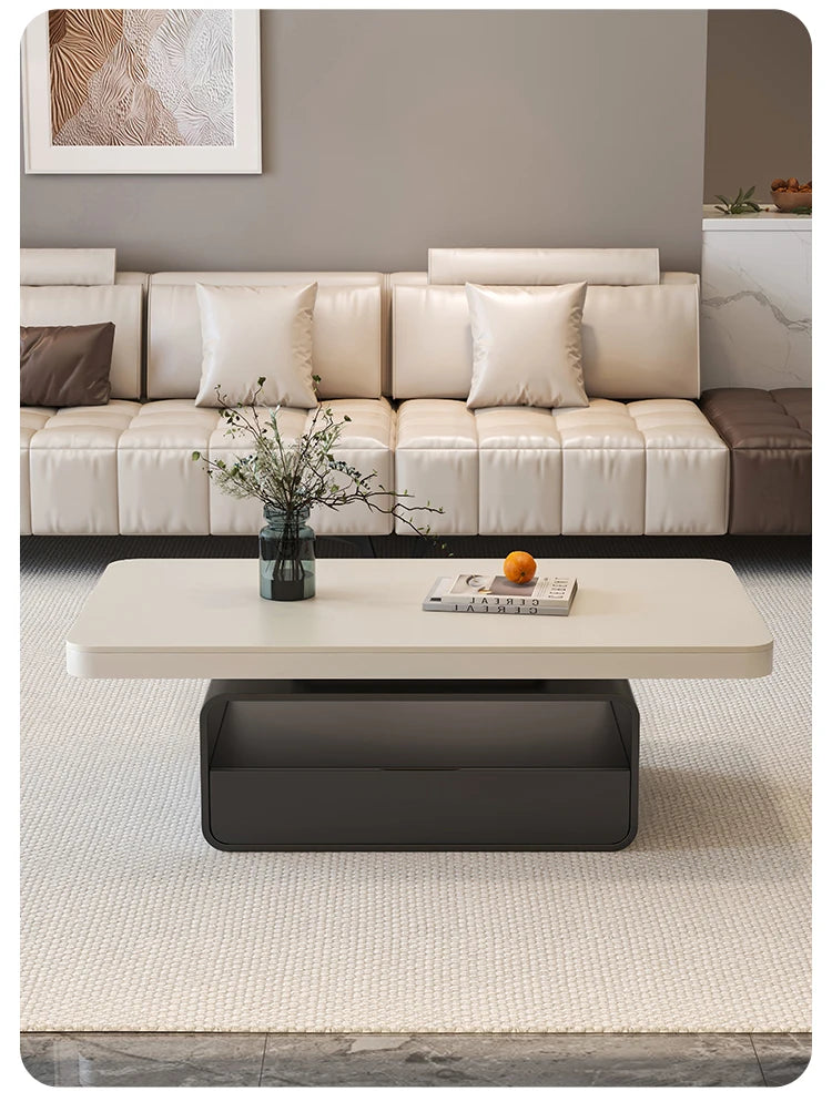 WhisperStone Luxe Living Room Coffee Table – Modern Minimalist Rock Slab Masterpiece with Storage, Style & Soul