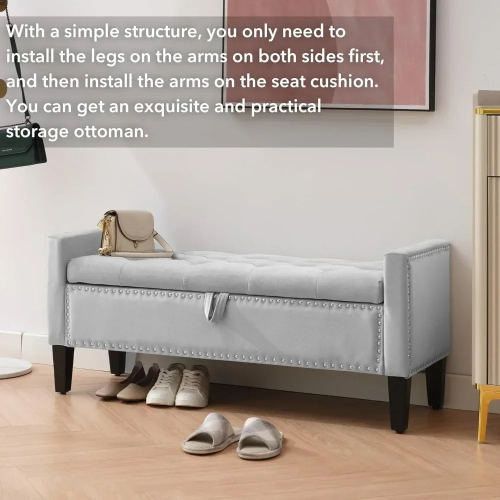 The Élan Velvet Storage Bench – Elegance Meets Function in Every Detail