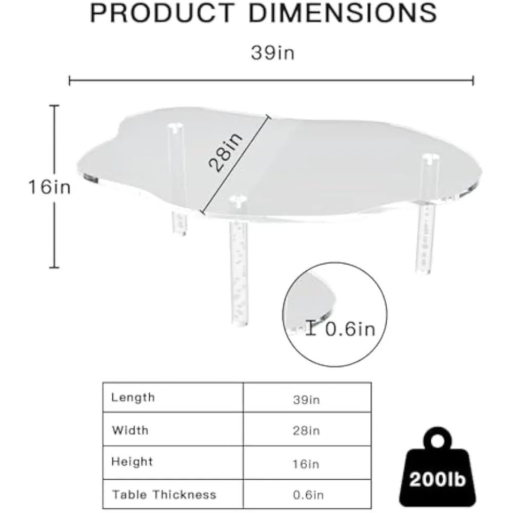 Celeste Acrylic Cloud Coffee Table – Modern Transparent Waterfall Design with Sculptural Bubble Legs