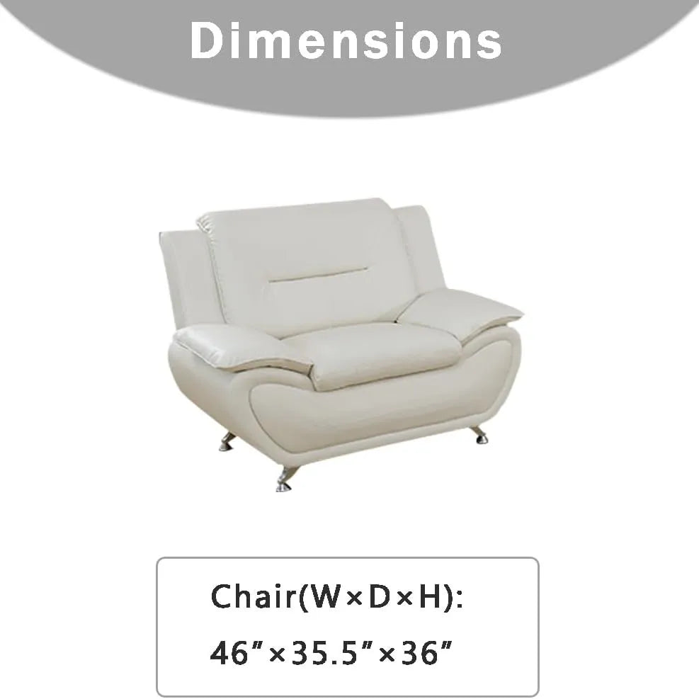 Elegant Compact Sofa for Small Spaces - Beautiful Seams, Long - Lasting Quality in White Faux Leather