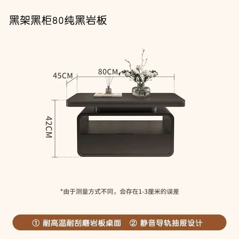 WhisperStone Luxe Living Room Coffee Table – Modern Minimalist Rock Slab Masterpiece with Storage, Style & Soul