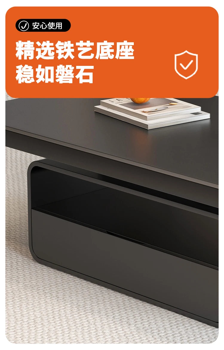 WhisperStone Luxe Living Room Coffee Table – Modern Minimalist Rock Slab Masterpiece with Storage, Style & Soul