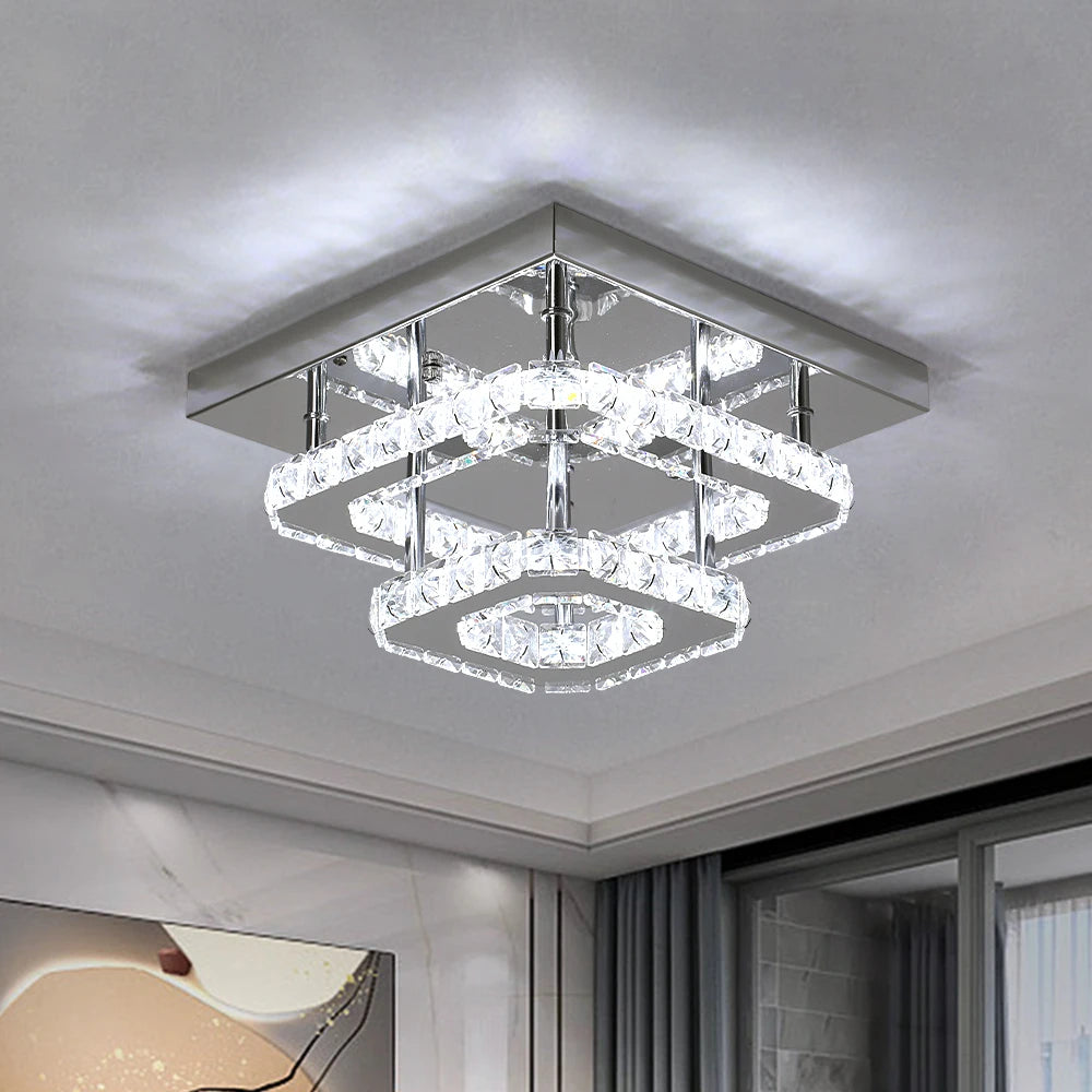 Lumière Élevée – Modern Crystal Flush Mount Ceiling Light with Polished Chrome Accents & LED Brilliance