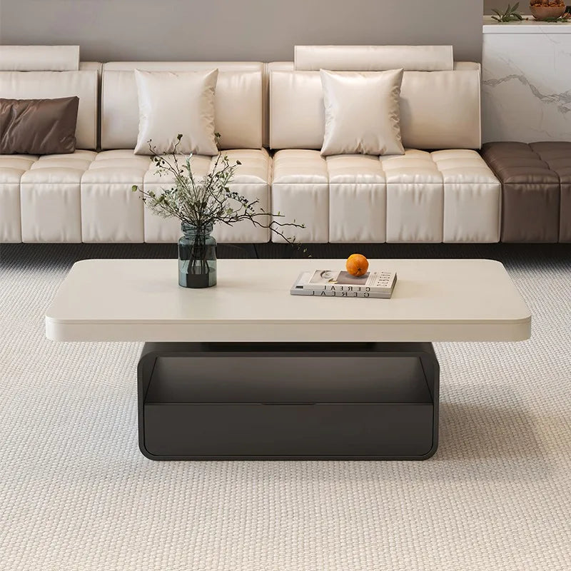 WhisperStone Luxe Living Room Coffee Table – Modern Minimalist Rock Slab Masterpiece with Storage, Style & Soul