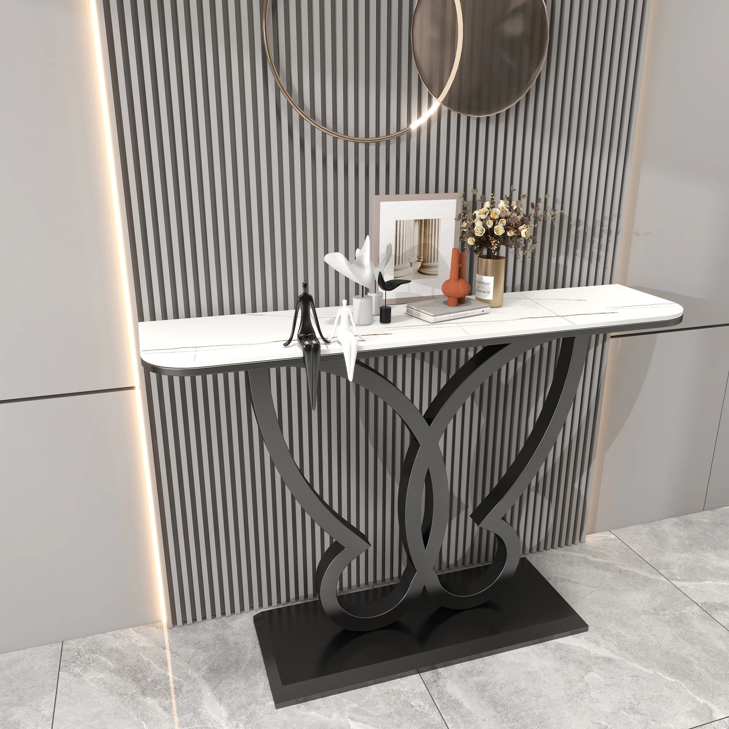 LunaEdge Modern Corner Console Table – Sleek Minimalist Luxury for Living Room, Entryway & Home Elegance